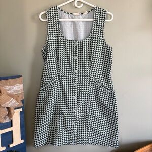 Levi's Green & White Houndstooth Sleeveless Button-Front Mini Dress 100% Cotton